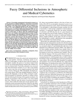 Fuzzy Differential Inclusions in Atmospheric and Medical Cybernetics Kausik Kumar Majumdar and Dwijesh Dutta Majumder
