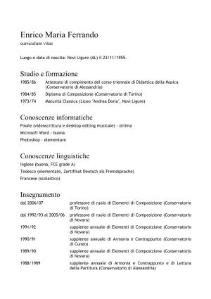 Enrico Maria Ferrando Curriculum Vitae