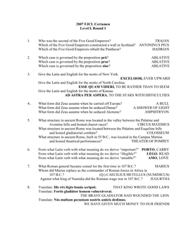 2005 State Latin Forum Certamen