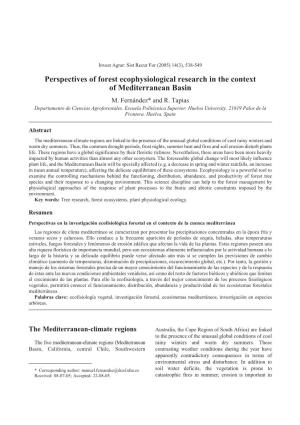 Perspectives of Forest Ecophysiological Research in the Context of Mediterranean Basin M