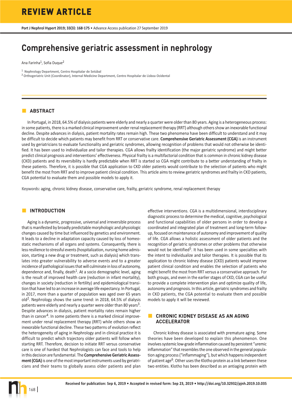 Comprehensive Geriatric Assessment in Nephrology REVIEW ARTICLE