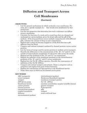 Diffusion and Transport Across Cell Membranes (Lecture)