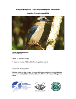 Mangaia Kingfisher Tanga'eo (Todiramphus Ruficollaris): Species Status Report 2020