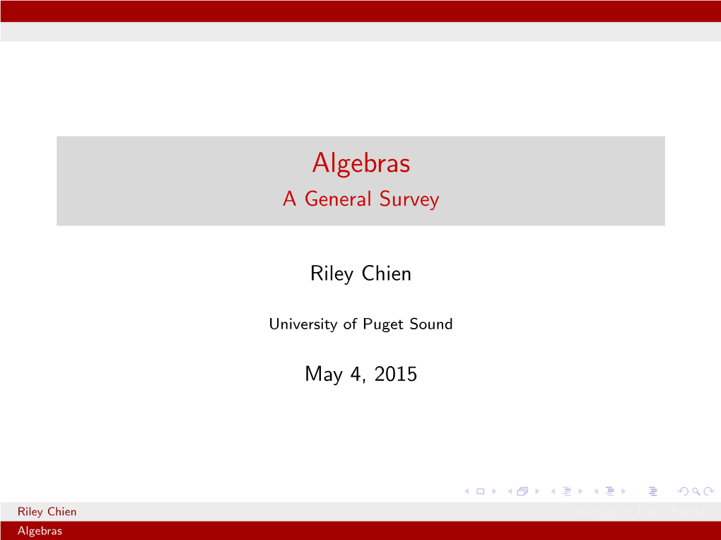 Algebras a General Survey