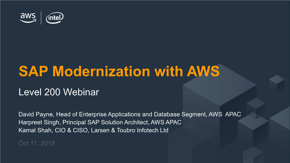 SAP Modernization with AWS Level 200 Webinar