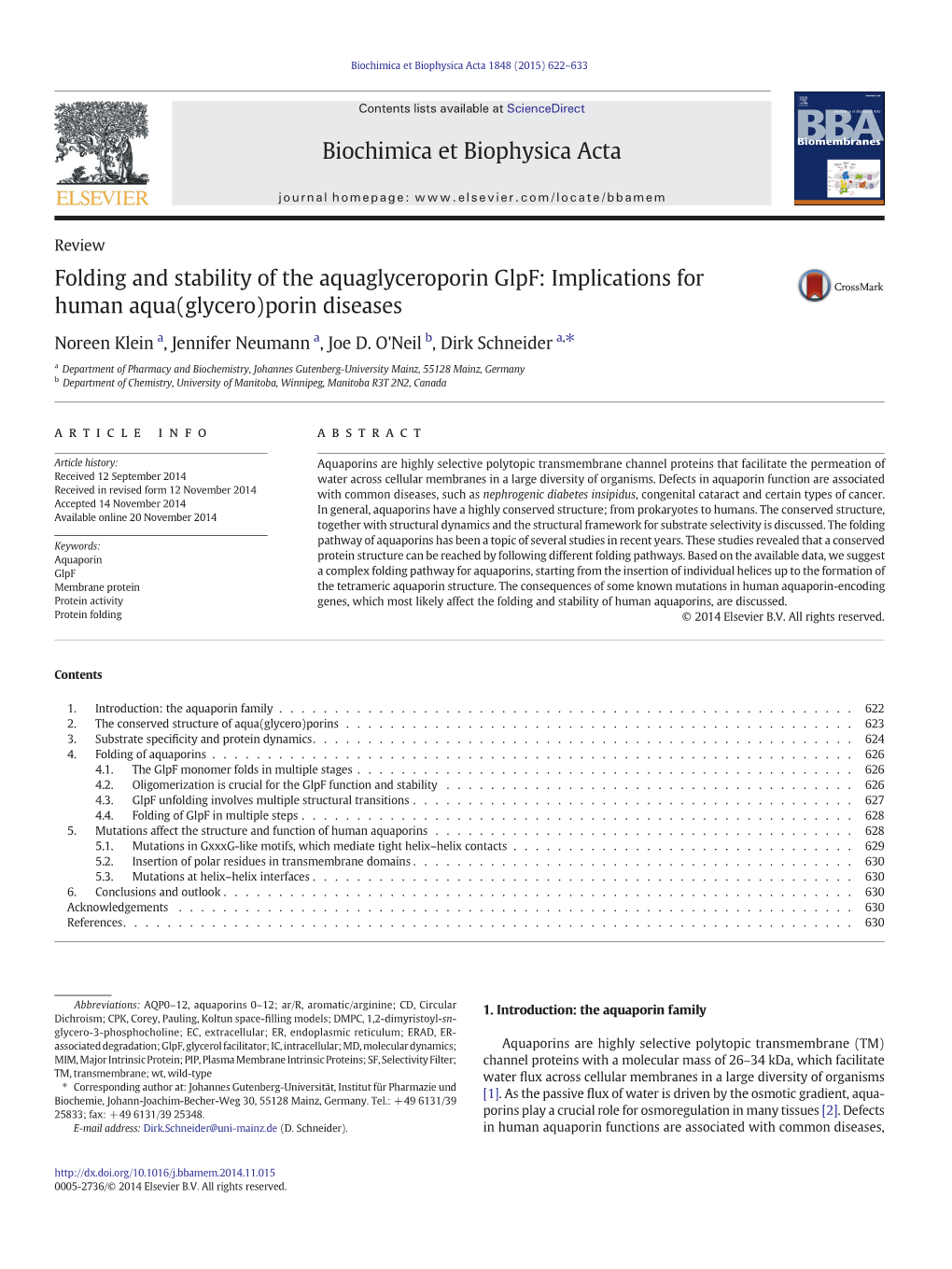 Folding and Stability of the Aquaglyceroporin Glpf: Implications for Human Aqua(Glycero)Porin Diseases