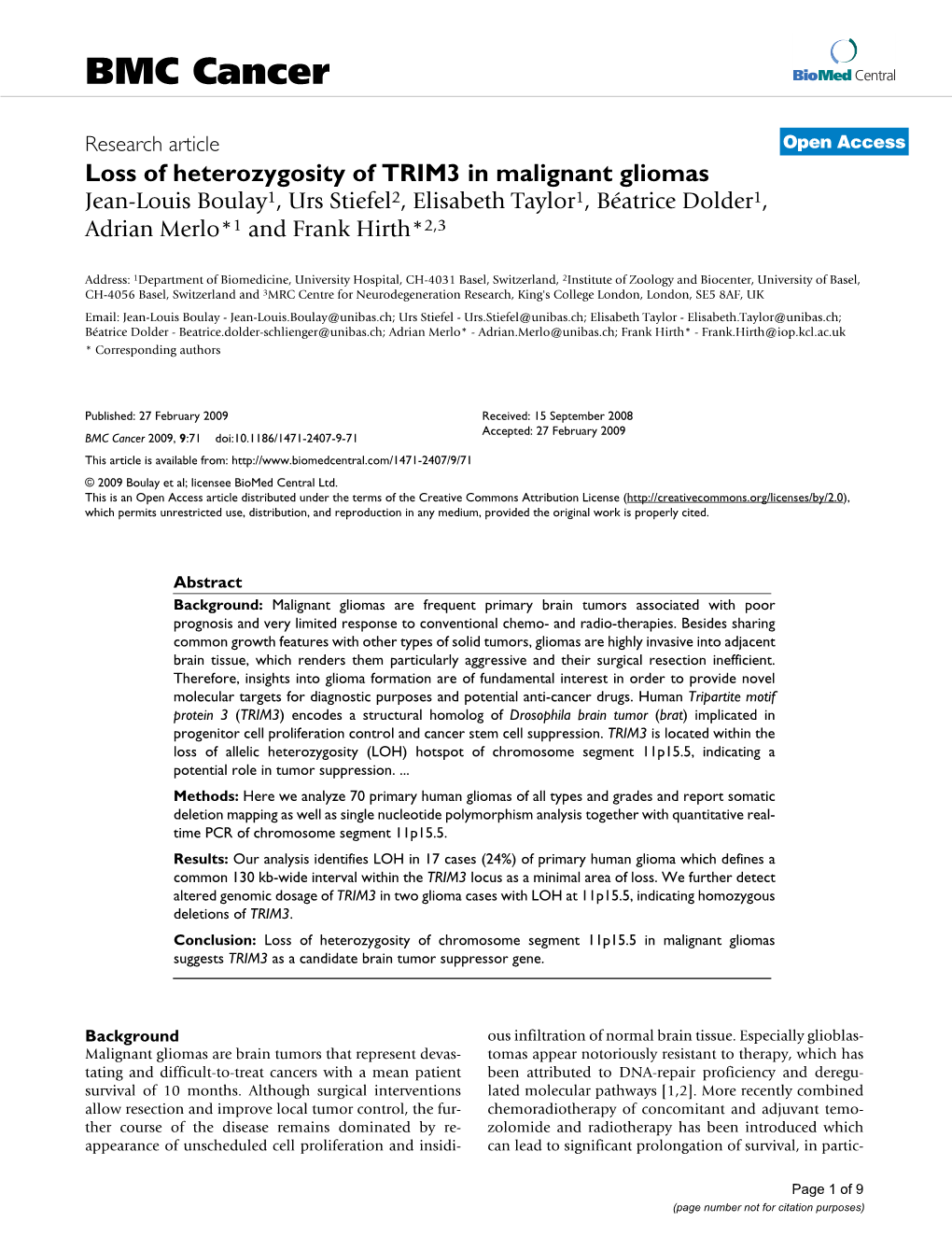 Viewed and Published Immediately Upon Acceptance Cited in Pubmed and Archived on Pubmed Central Yours — You Keep the Copyright