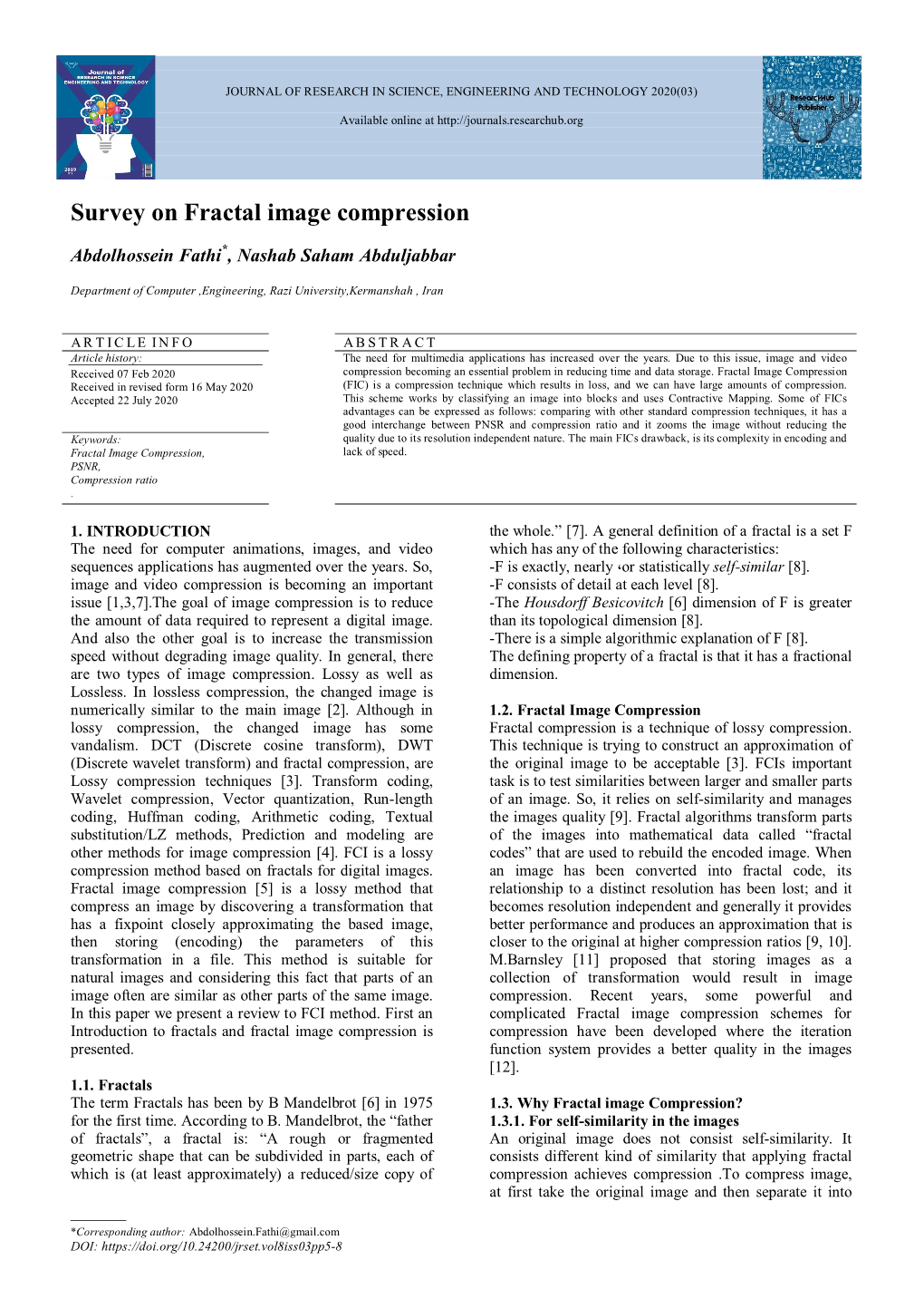 Survey on Fractal Image Compression