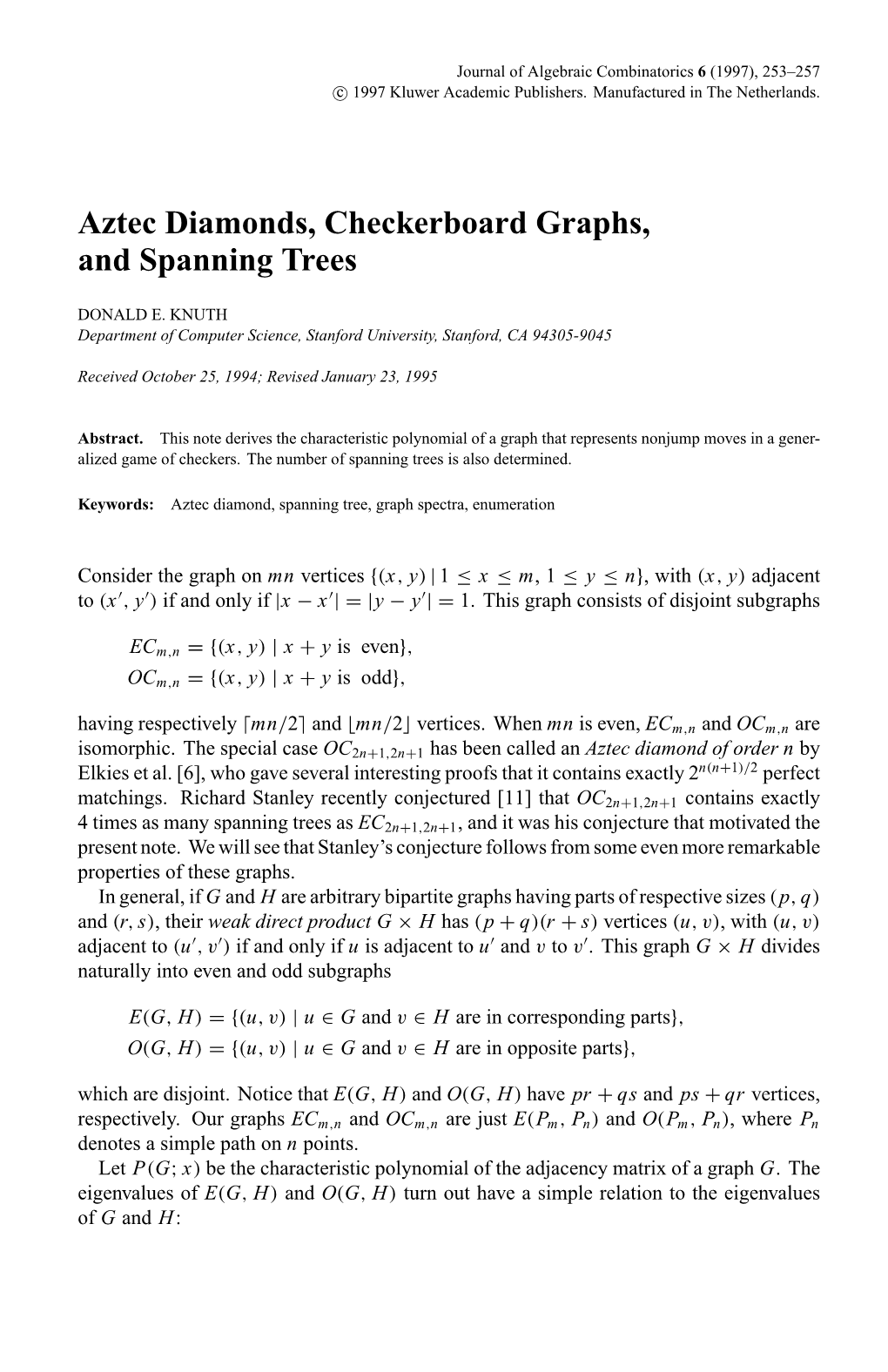 Aztec Diamonds, Checkerboard Graphs, and Spanning Trees