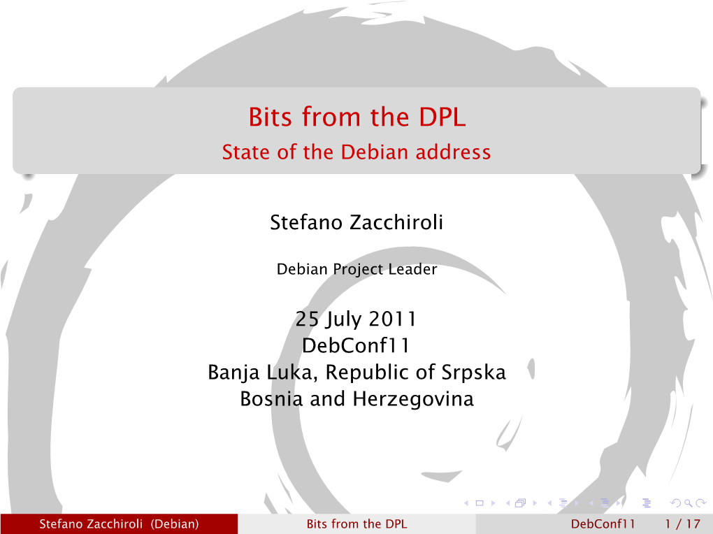 Bits from the DPL State of the Debian Address