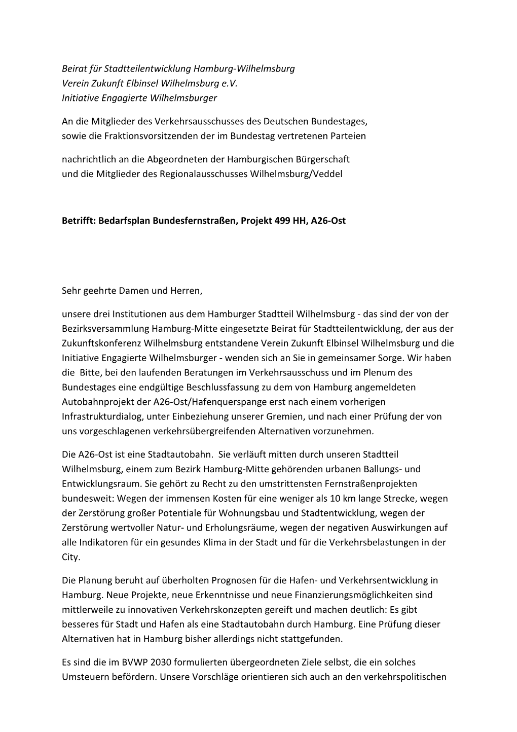 Beirat Für Stadtteilentwicklung Hamburg-Wilhelmsburg Verein Zukunft Elbinsel Wilhelmsburg E.V