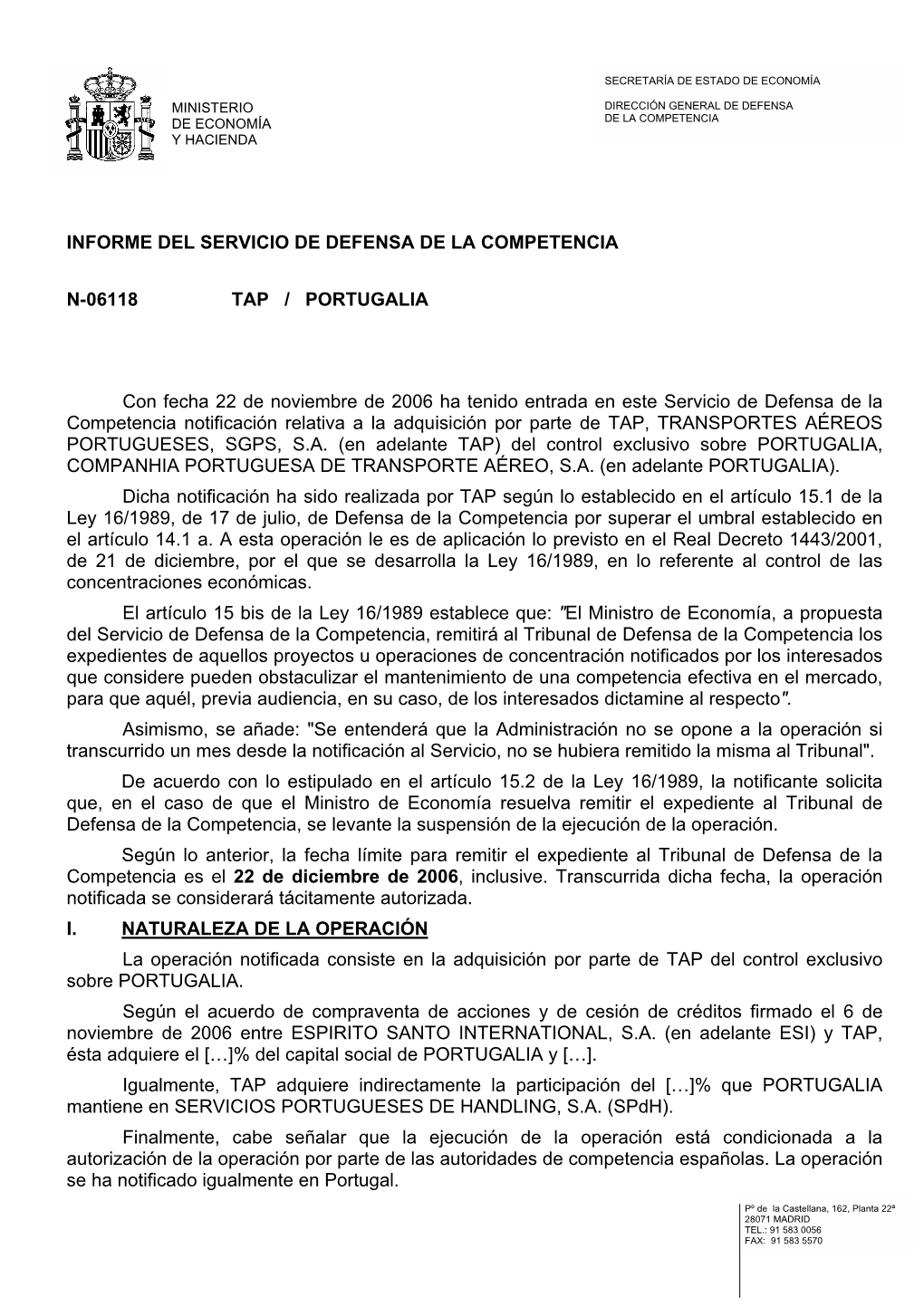 Informe Del Servicio De Defensa De La Competencia