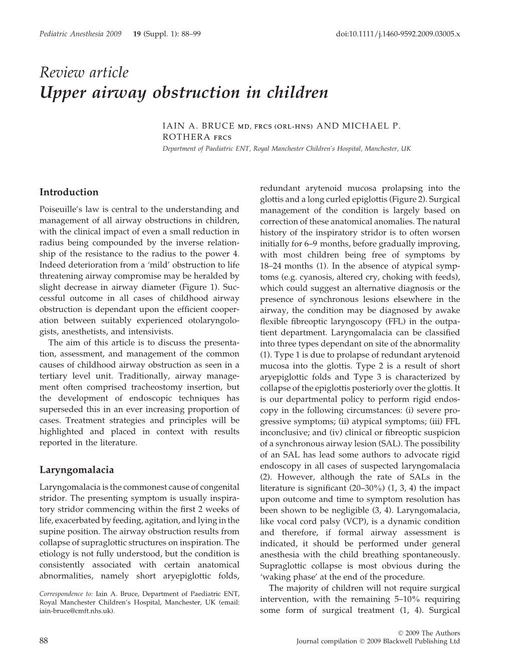Review Article Upper Airway Obstruction in Children