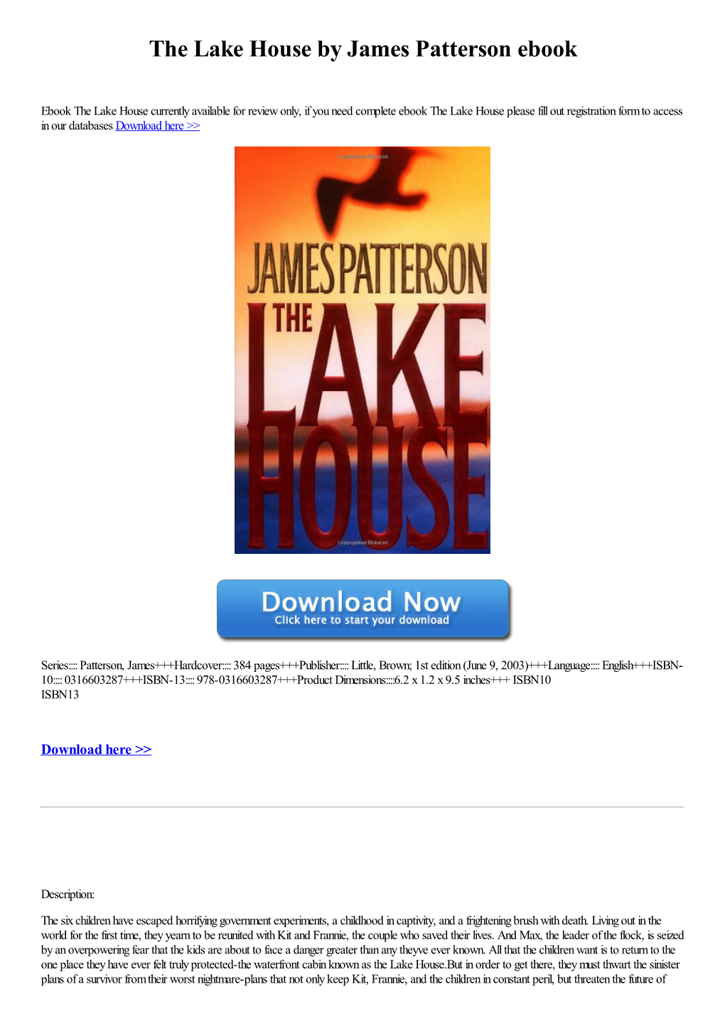 The Lake House by James Patterson Ebook