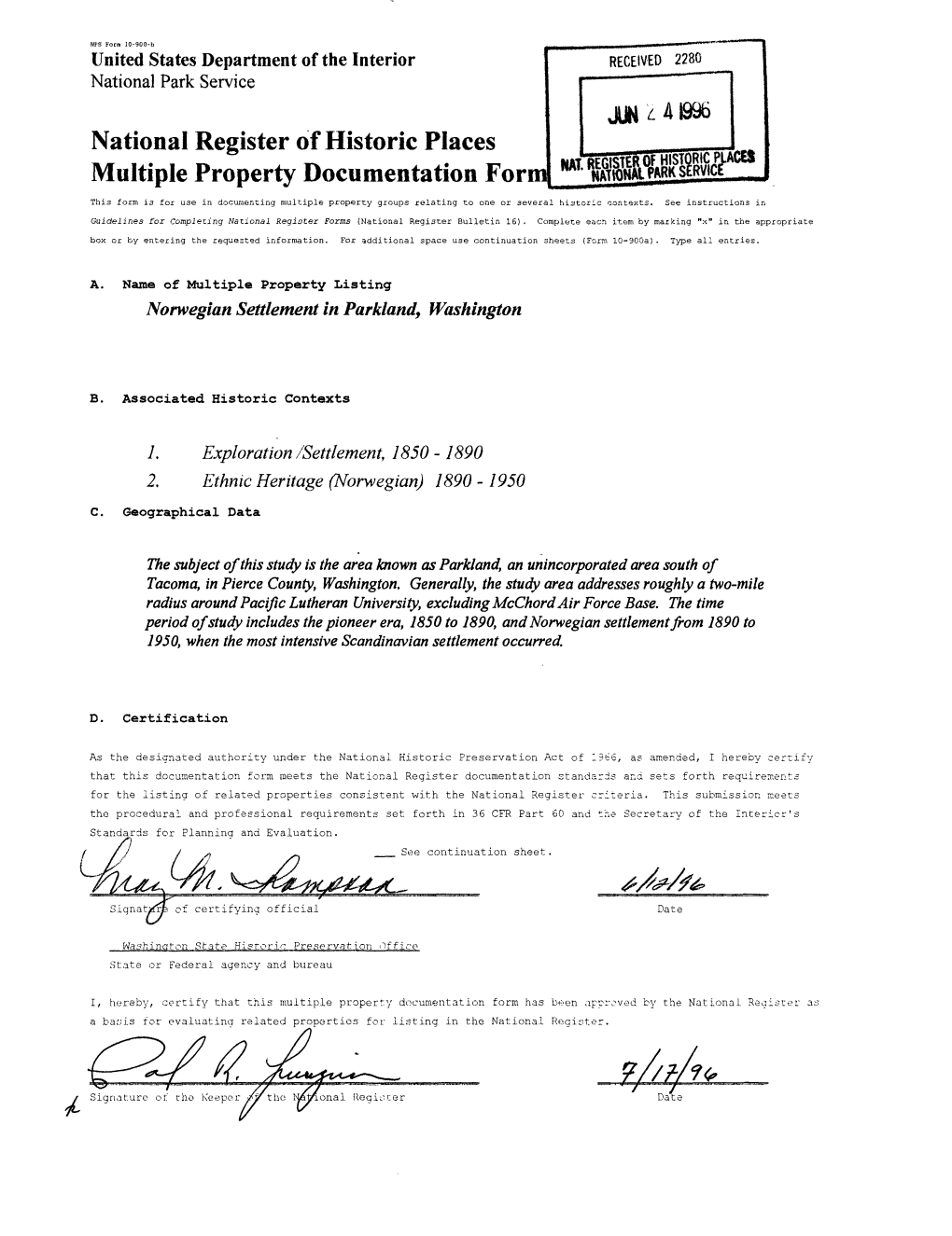 National Register of Historic Places Multiple Property Documentation Form NAT