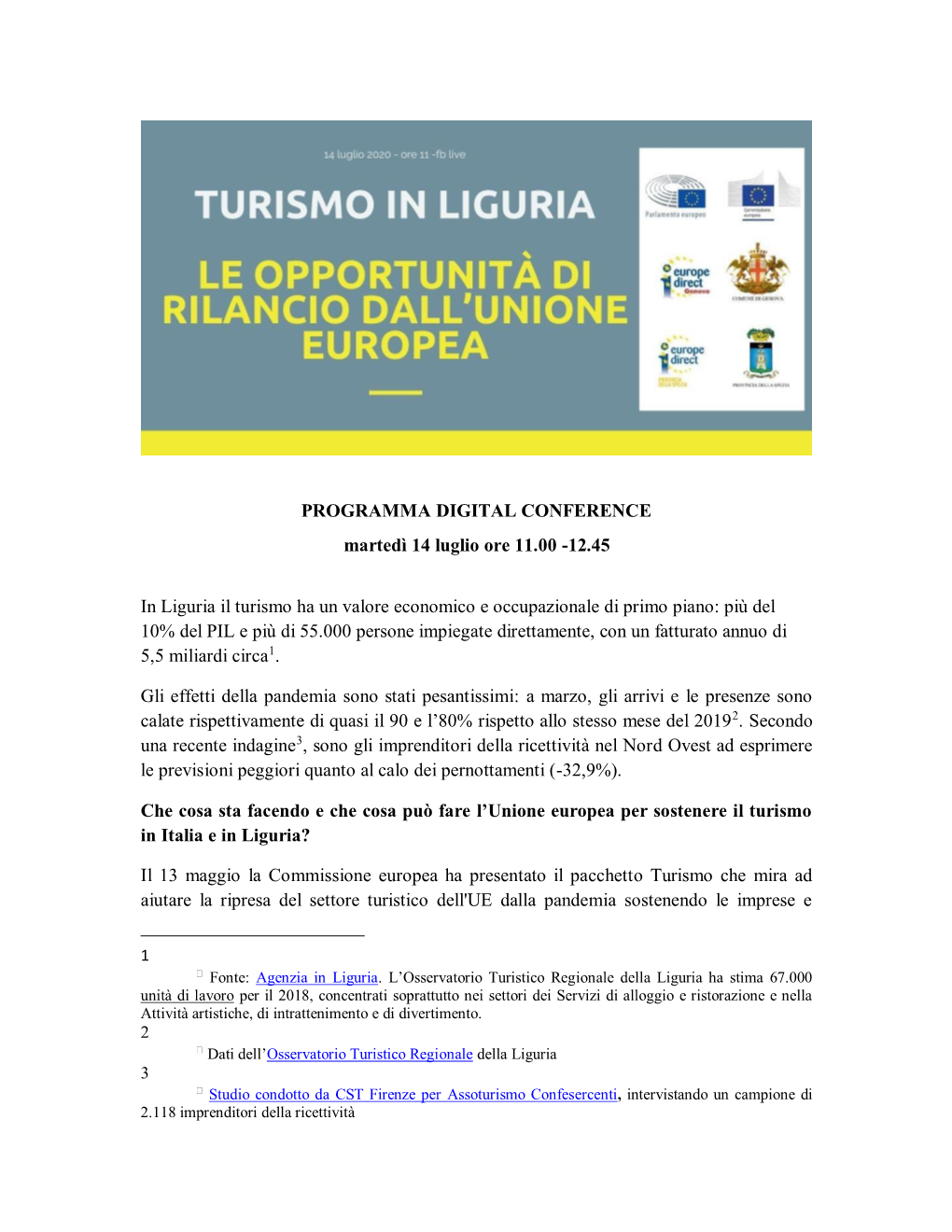 Programma Evento Turismo Liguria 14 Luglio Def