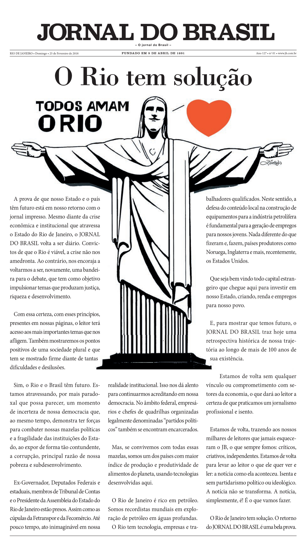 Edição Do Jornal Do Brasil De 25 De Fevereiro De 2018