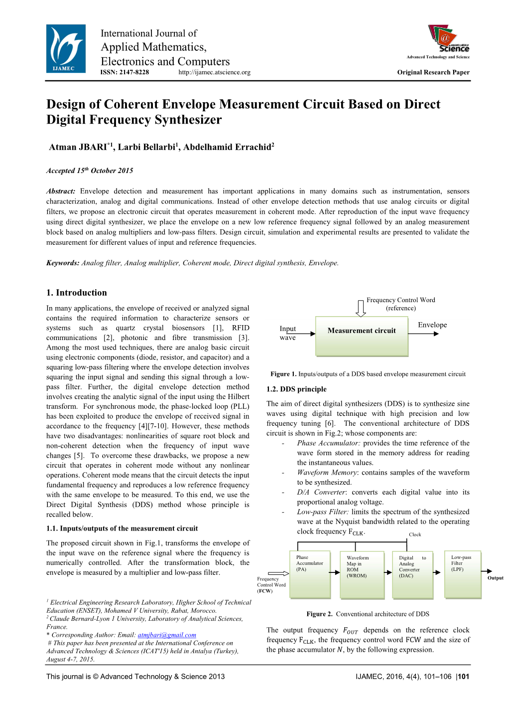 Design of Coherent Envelope Measurement Circuit Based on Direct Digital Frequency Synthesizer