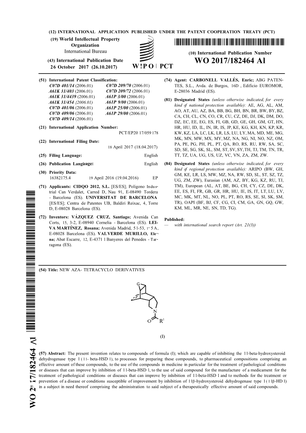WO 2017/182464 Al 26 October 2017 (26.10.2017) W !P O PCT