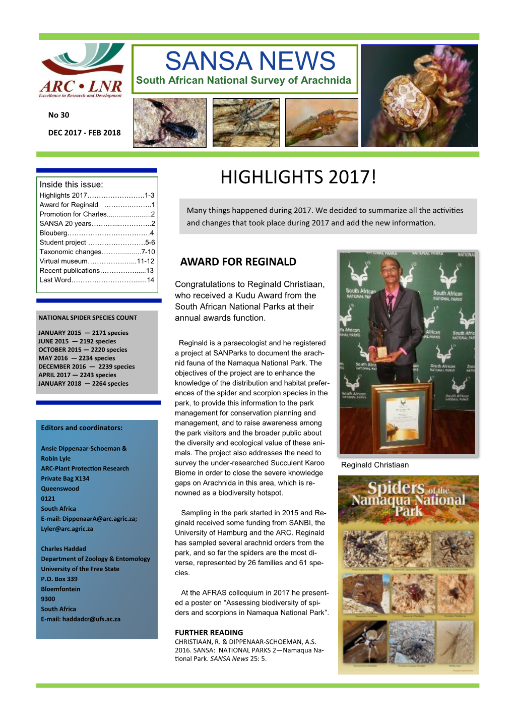 SANSA News, Issue 30, Nov 2017-Feb 2018