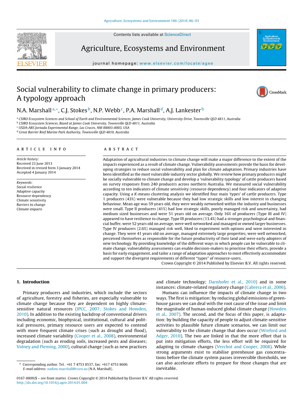 Social Vulnerability to Climate Change in Primary Producers