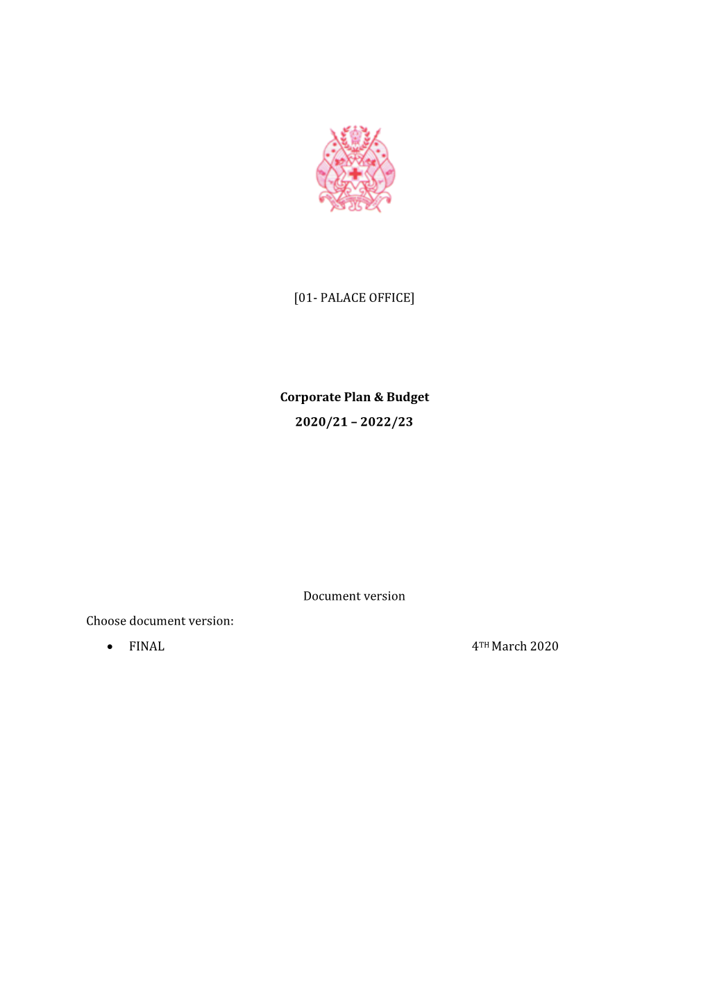 Palace Office Corporate Plan Draft 1