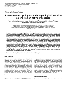 Assessment of Cytological and Morphological Variation Among Iranian Native Iris Species