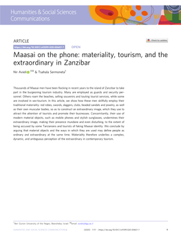 Materiality, Tourism, and the Extraordinary in Zanzibar ✉ Nir Avieli 1 & Tsahala Sermoneta1