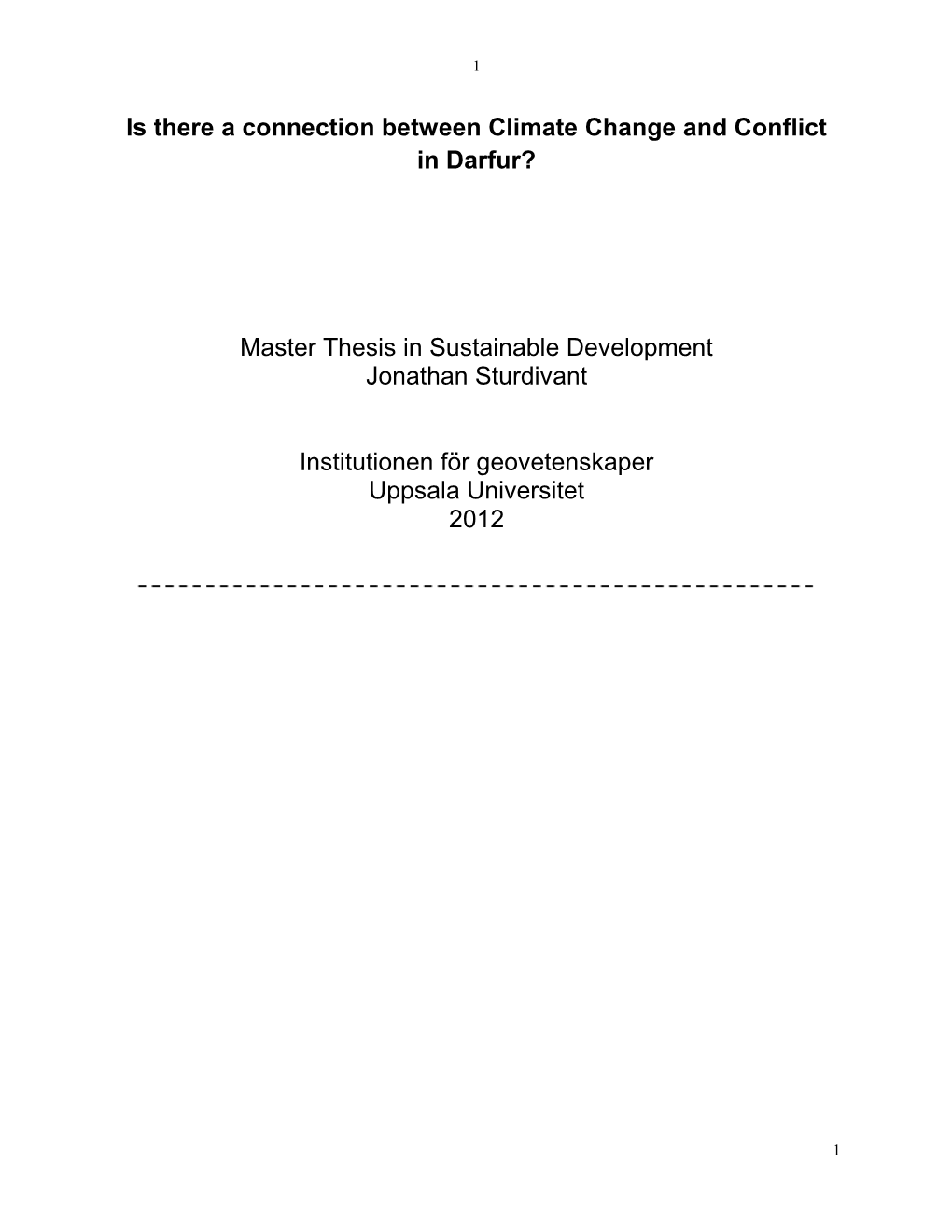 Is There a Connection Between Climate Change and Conflict in Darfur?