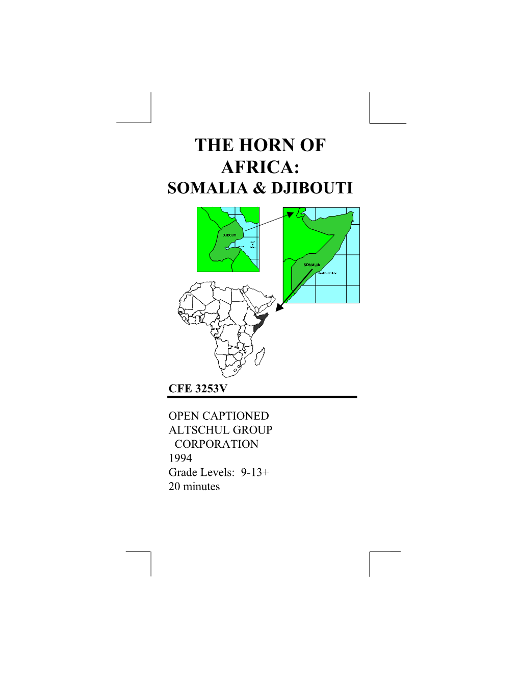 3253 the Horn of Africa: Somalia & Djibouti