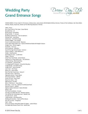 Wedding Party Grand Entrance Songs