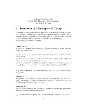 5 Definition and Examples of Groups