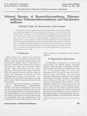 Infrared Spectra of Bromochloromethane, Dibromo­ Methane, Tribromochloromethane, and Tetrabromo­ Methane by Earle K
