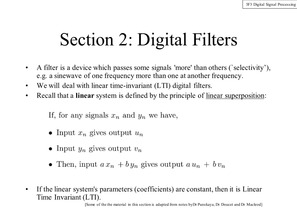 3F3 – Digital Signal Processing (DSP)