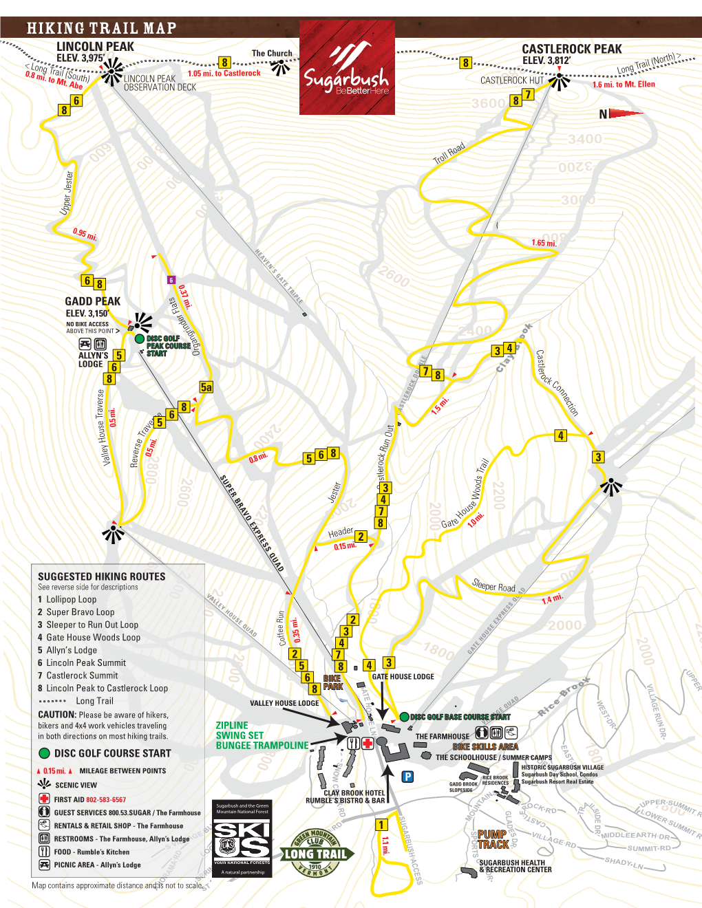 Hiking Trail MAP LINCOLN PEAK CASTLEROCK PEAK ELEV