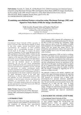 Examining Convolutional Feature Extraction Using Maximum Entropy (ME) and Signal-To-Noise Ratio (SNR) for Image Classification