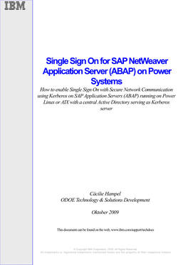 Single Sign on for SAP Netweaver Application Server (ABAP) On