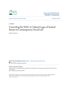 A Cultural Logic of Animal Stories in Contemporary Social Life Damien Contessa
