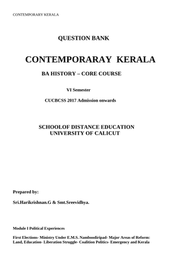 Contemporaray Kerala