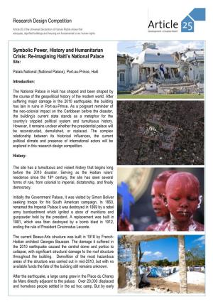 Re-Imagining Haiti's National Palace