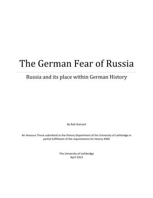 The German Fear of Russia Russia and Its Place Within German History