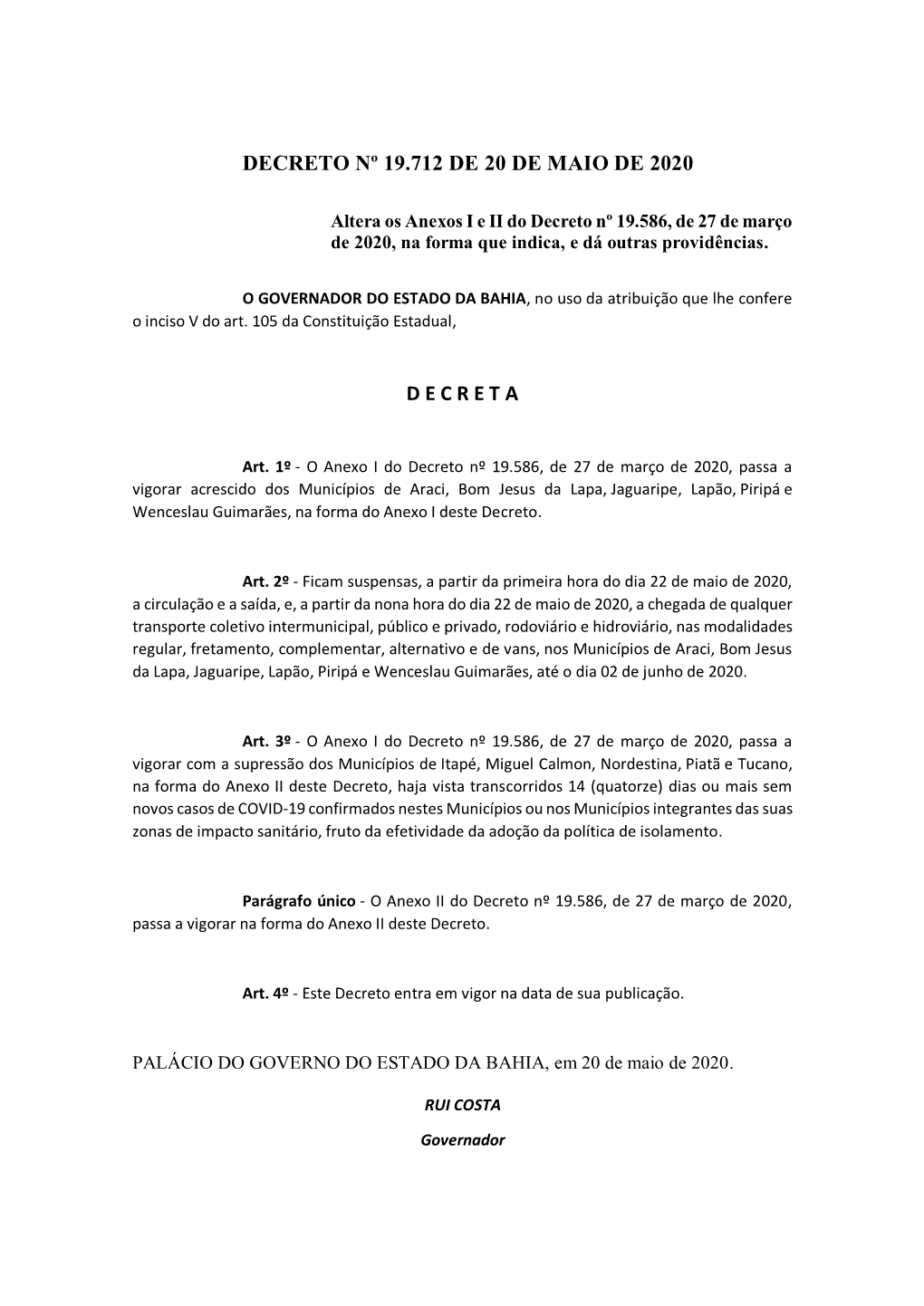 Decreto Nº 19.712 De 20 De Maio De 2020