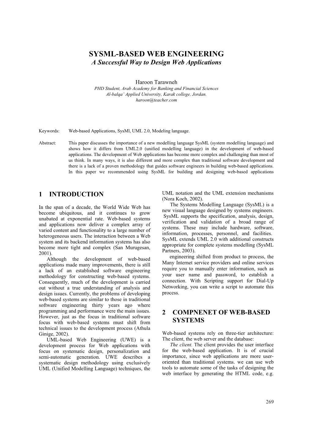 SYSML-BASED WEB ENGINEERING a Successful Way to Design Web Applications