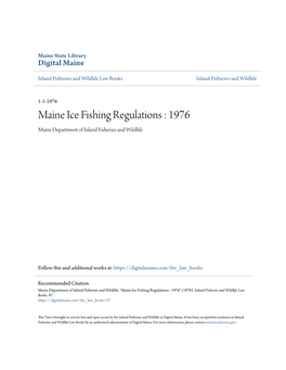 Maine Ice Fishing Regulations : 1976 Maine Department of Inland Fisheries and Wildlife