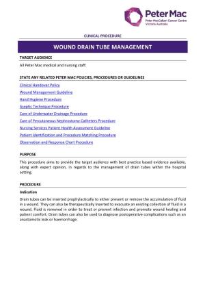 Wound Drain Tube Management