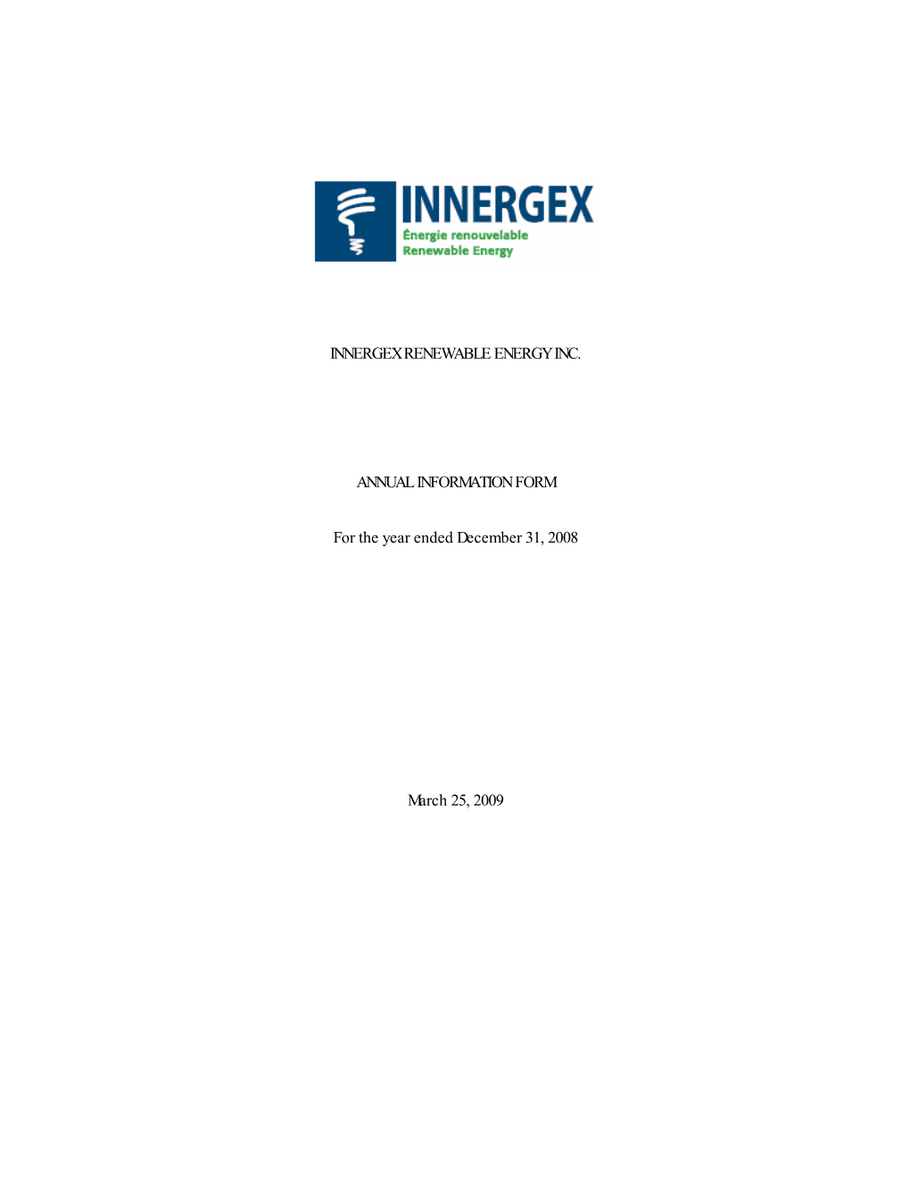 Innergex Renewable Energy Inc. Annual Information