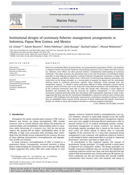 Institutional Designs of Customary Fisheries Management