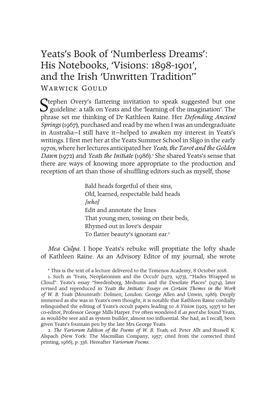 Yeats's Book of 'Numberless Dreams': His Notebooks