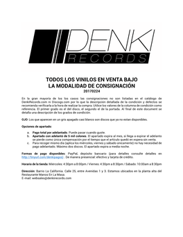 Todos Los Vinilos En Venta Bajo La Modalidad De Consignación 20170224