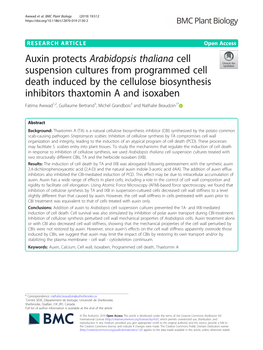Auxin Protects Arabidopsis Thaliana Cell Suspension Cultures From